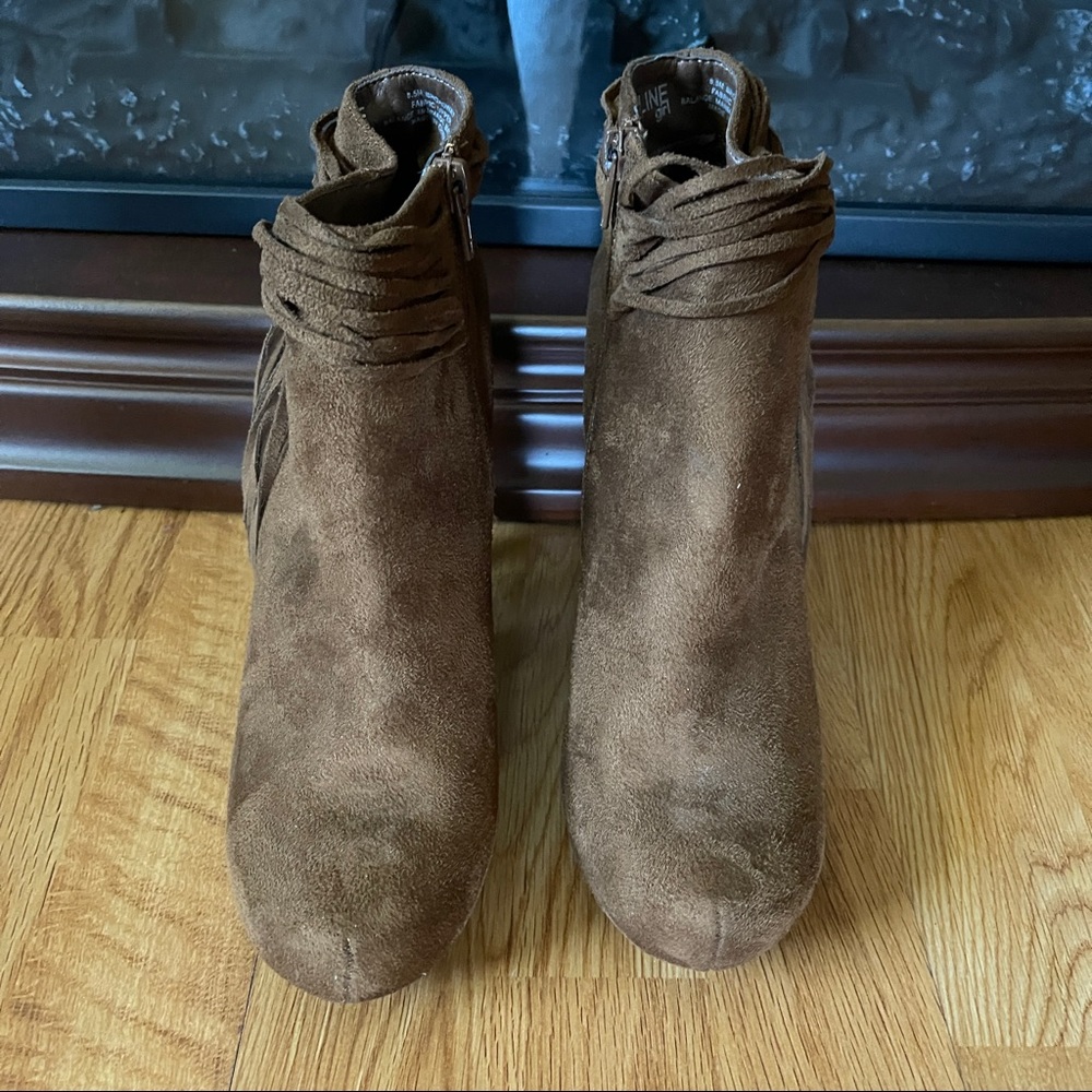 Beautiful Brown Platform Ankle Boots with Tassels - Picture 3 of 5